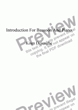 page one of "Introduction For Bassoon And Piano"