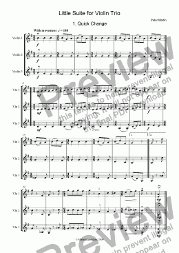 page one of Little Suite for Violin Trio