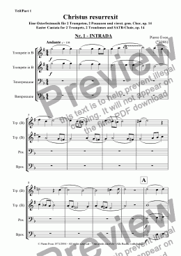 page one of Christus resurrexit - Intrada for Brass Quartet, from the Easter Cantata op. 14, Nr. 1
