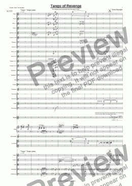 page one of "Tango of Revenge" for voice and orchestra