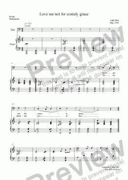 page one of Love me not for comely grace (voice & piano) [1993]