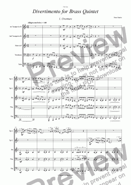 page one of Divertimento for Brass Quintet