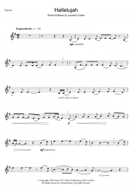 page one of Hallelujah (Clarinet Solo)