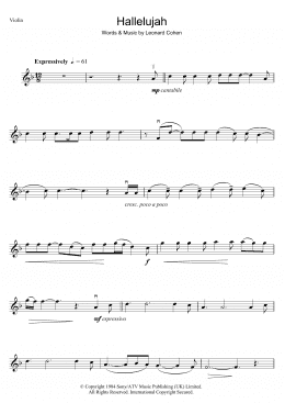 page one of Hallelujah (Violin Solo)