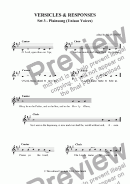 page one of Versicles & Responses - Set 3 Plainsong (Unison)