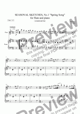 page one of SEASONS 1. Spring Song (Flute and Piano)