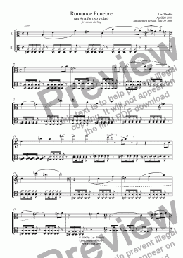 page one of "Romance Funebre" (an aria for two violas)