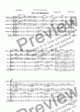 page one of The 3-D Musketeer (trumpet ensemble)