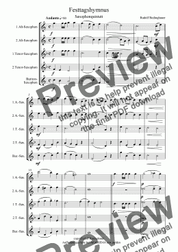 page one of Festtagshymnus  Saxophonquintett