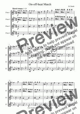 page one of On-off-beat March (flute quartet)