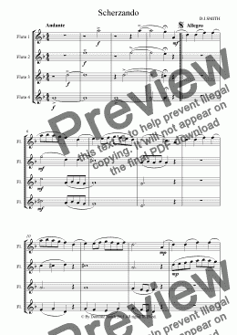 page one of Scherzando (flute quartet)