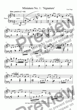 page one of MINIATURES, No. 1 "Signature" (Piano)