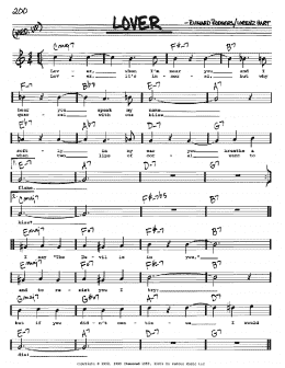 page one of Lover (Real Book – Melody, Lyrics & Chords)