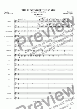 page one of The Hunting of the Snark - An Agony in Eight Fits (Complete Full Score)