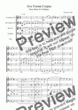 page one of Ave Verum Corpus - Brass Music for Weddings