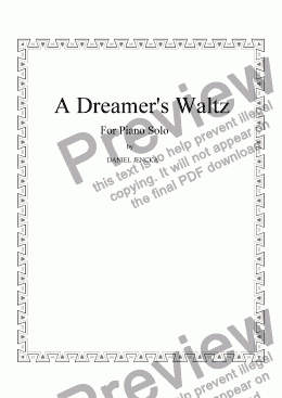 page one of A DREAMER’S WALTZ for Piano Solo