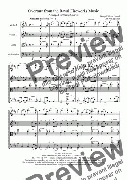 page one of Royal Fireworks Music, Overture