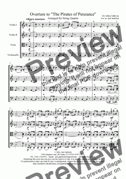 page one of Overture to "The Pirates of Penzance" (String Quartet)