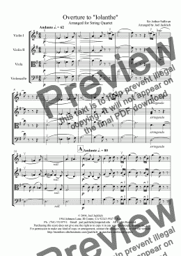 page one of Overture to "Iolanthe" (String Quartet)