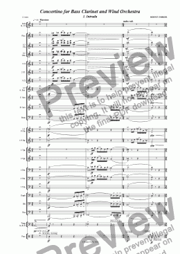 page one of Concertino for Bass Clarinet & Wind Orchestra