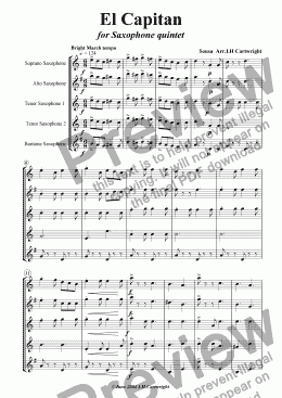 page one of El Capitan for Saxophone quintet