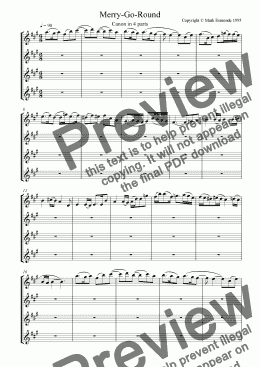 page one of Merry-Go-Round. Canon for flutes in 4 parts.