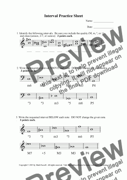 page one of Interval practice worksheet