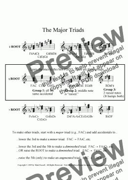 page one of Major triads handout - the BEST way to learn the triads!