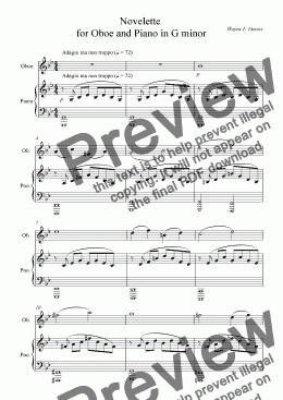 page one of Novelette for Oboe and Piano