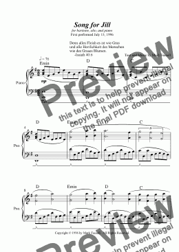 page one of Song for Jill for baritone, alto, and piano (1996)