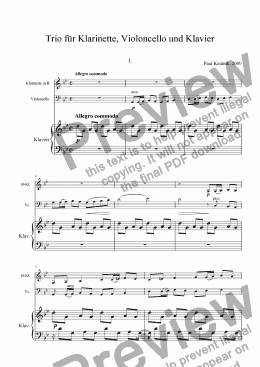 page one of Trio for Clarinet, Cello and Piano: 1. Allegro commodo