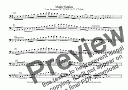 page one of Major/Minor Scales: Trombone NO TENOR CLEF (E2-Bb4)