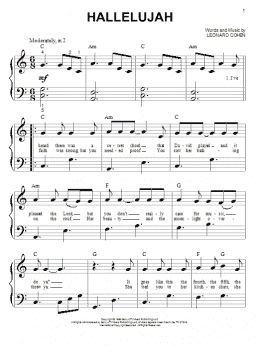 page one of Hallelujah (Big Note Piano)