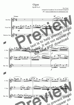 page one of Gigue for Sax Trio -Sheet Music Download