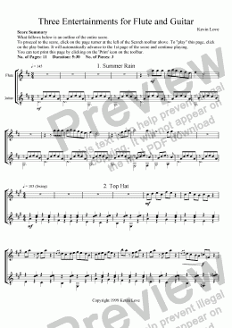 page one of 3 Entertainments for Flute and Guitar