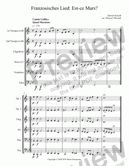 page one of 7 Variations on the French Song: Est-Ce Mars? for Brass Sextet