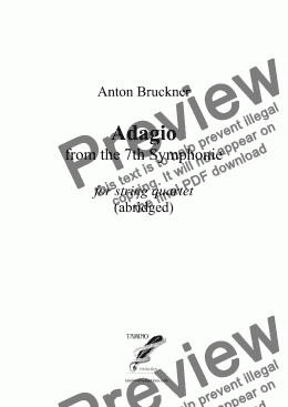 page one of Bruckner: Adagio of 7th Symphony arranged for string quartet