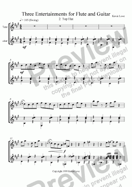 page one of 3 Entertainments for Flute and Guitar - Top Hat