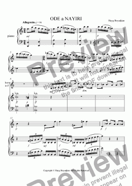 page one of Ode A Nayiri (horn & piano)