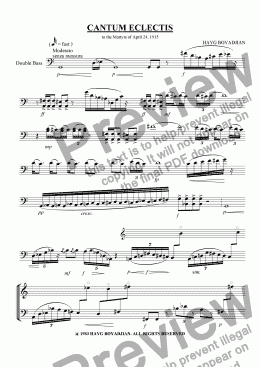 page one of Cantum Eclectis (solo double bass)