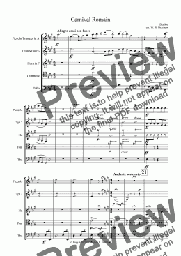 page one of Carnival Romain (for brass quintet)