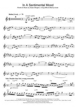 page one of In A Sentimental Mood (Clarinet Solo)