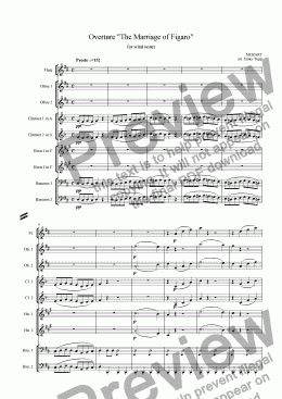page one of Overture, The Marriage of Figaro (for wind nonet)