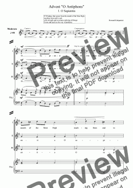 page one of Advent "O Antiphons" [No.1 O Sapientia] -sheet music