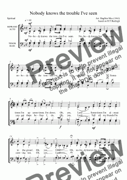 page one of Nobody knows the trouble I’ve seen  (Mixed Choir)