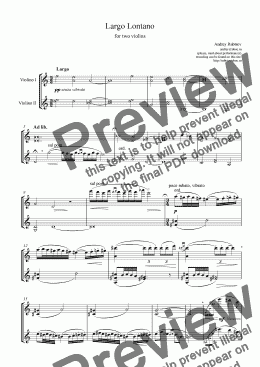 page one of "<b>Largo Lontano</b>" for two violins
