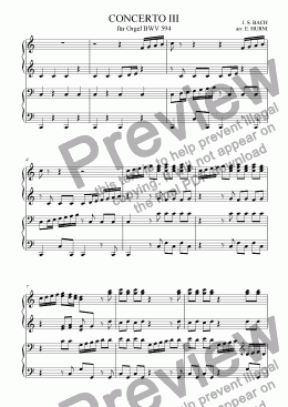 page one of J. S. Bach: Concerto III, (Vivaldi Concerto Op. 7 No. 5 RV 208) Piano 4 hands