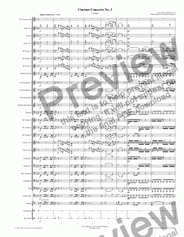 page one of Clarinet Concerto No. 2