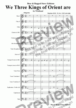 page one of We three kings of Orient are for wind band