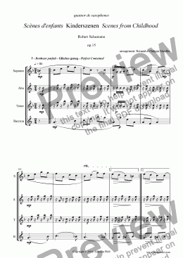 page one of Schumann - Kinderszenen #5 (Sax Quartet)
